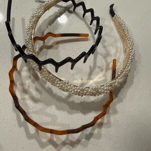Pearl Embellished and Tortoiseshell Wave Headband Set - Women Accessories